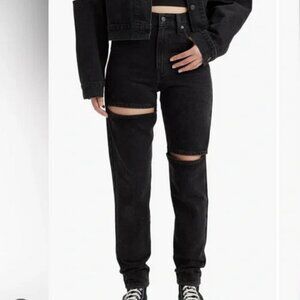Levi's NEW Sliced Thrash High Wasited Mom Jeans 100%‎ Cotton Rigid Denim Jean 26